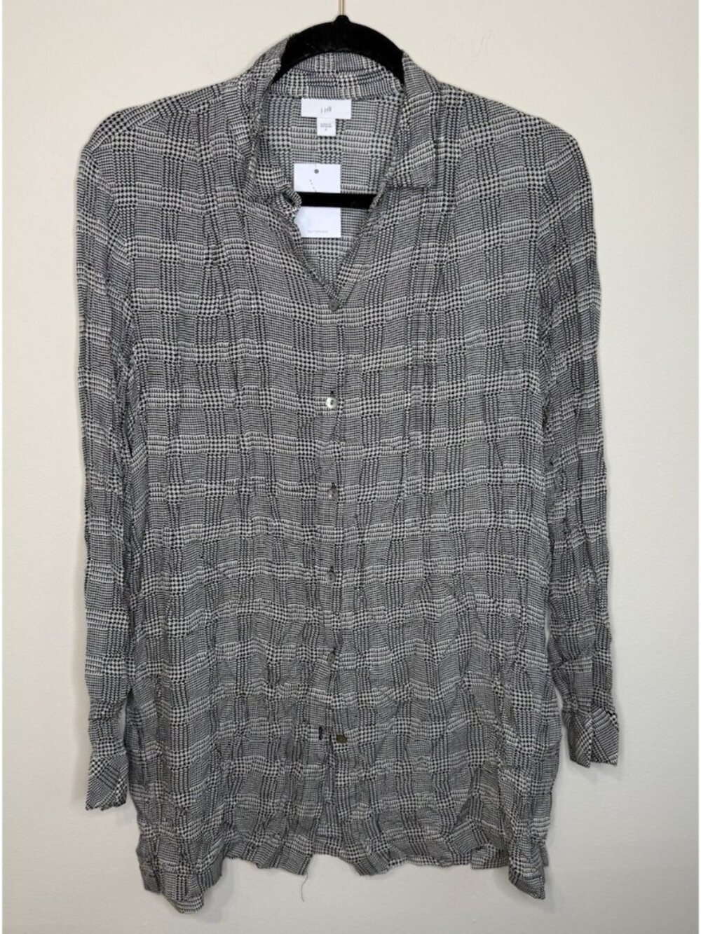 New J. Jill Houndstooth Plaid Button Shirt Top Flowy